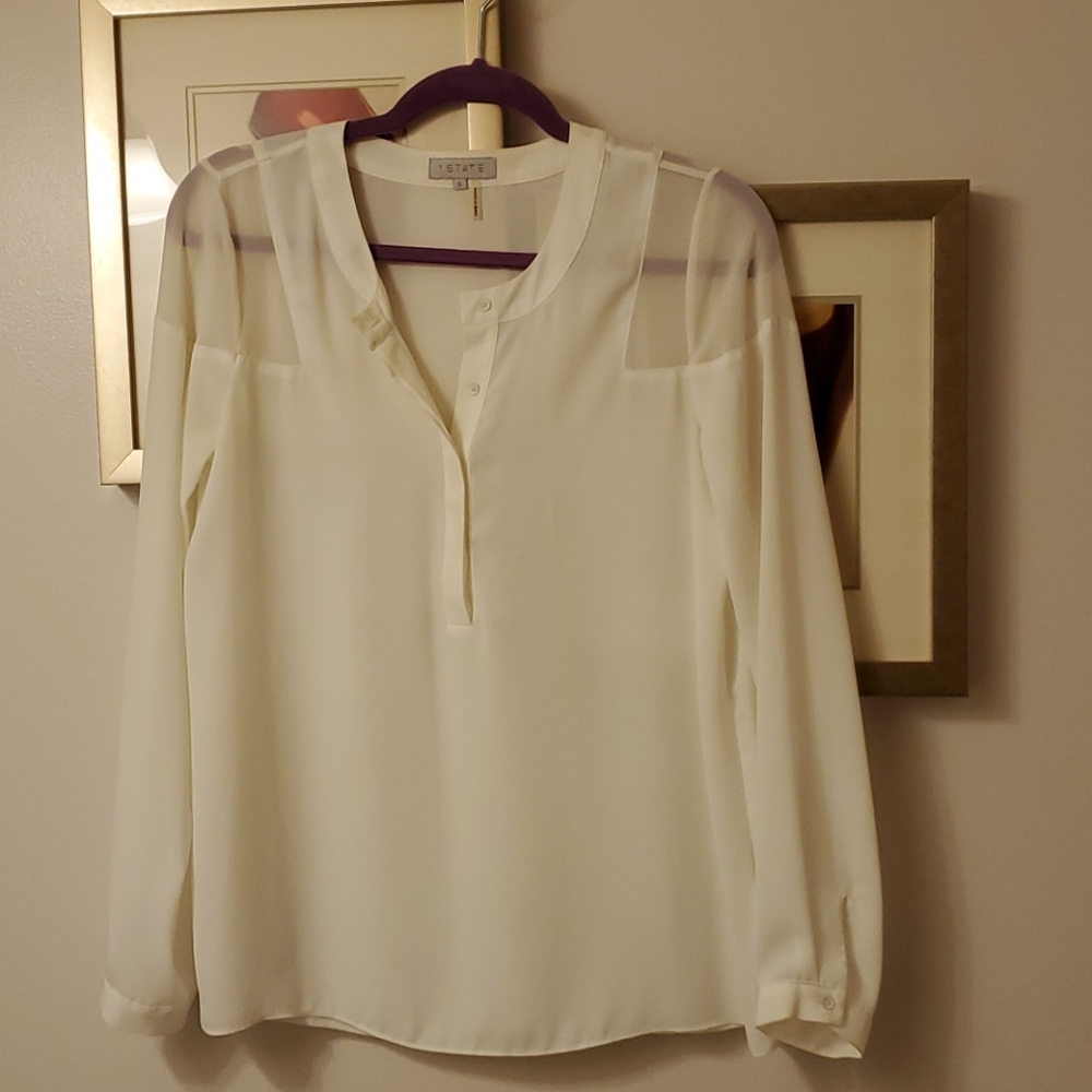 1. STATE White long selves blouses  size small